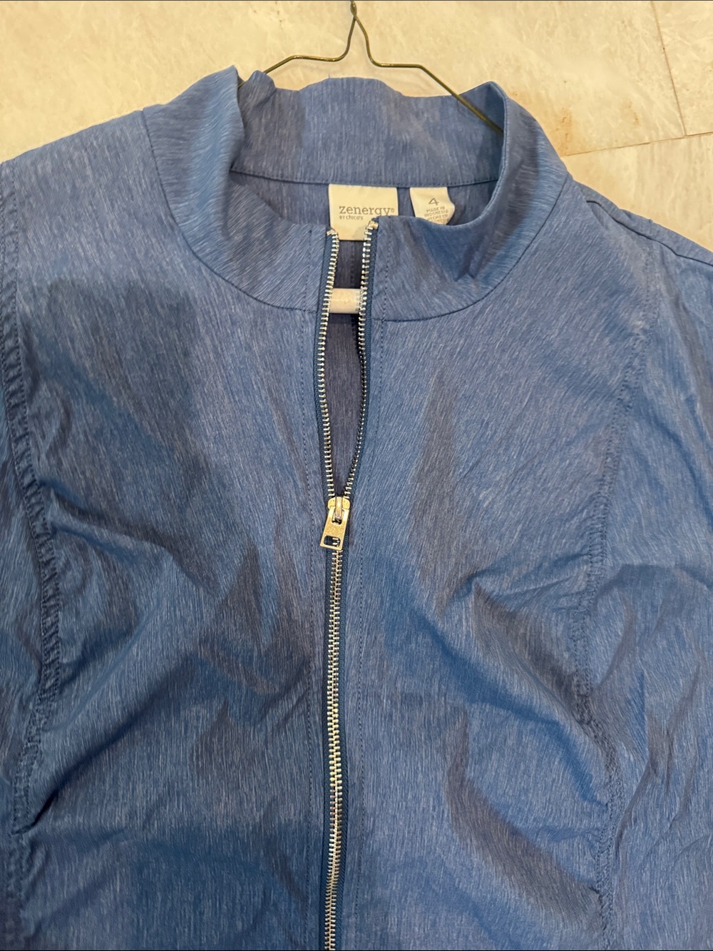 Zenergy by Chico's size 4 Blue Lightweight Zip Jacket